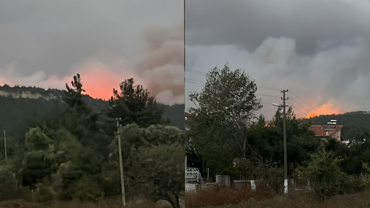 Alevler yerleşim yerine sıçradı, iki köy boaşltıldı! Çanakkale'deki orman yangını büyüyor.