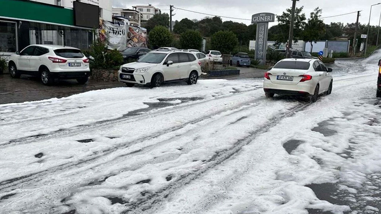 Bodrum'da şaşırtan görüntü! Görenler ilk bakışta kar sandı ama...