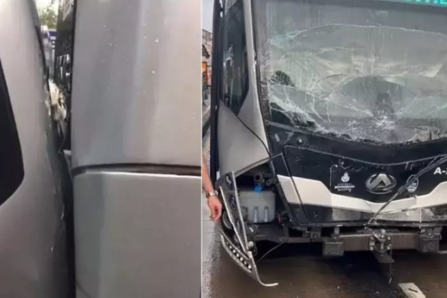 Avcılar'da metrobüs kaza yaptı!