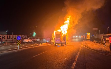Diyarbakır'da kafa kafaya çarpışan kamyonet ile minibüs alev aldı: 11 yaralı