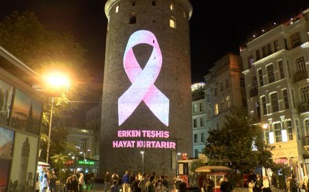 Meme kanseri farkındalık ayı; Galata Kulesi’ne pembe kurdele yansıtıldı