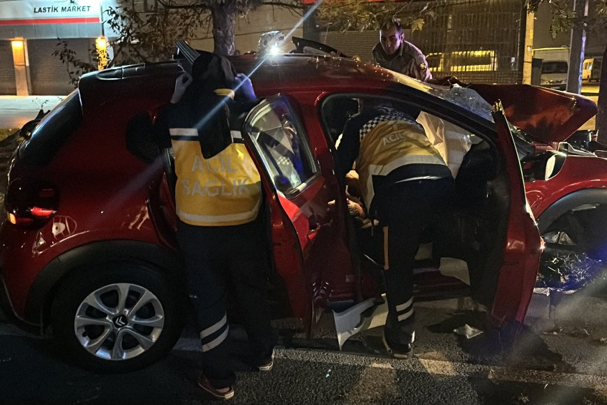 Otomobil, ağaca çarptı; 1'i ağır 3 yaralı