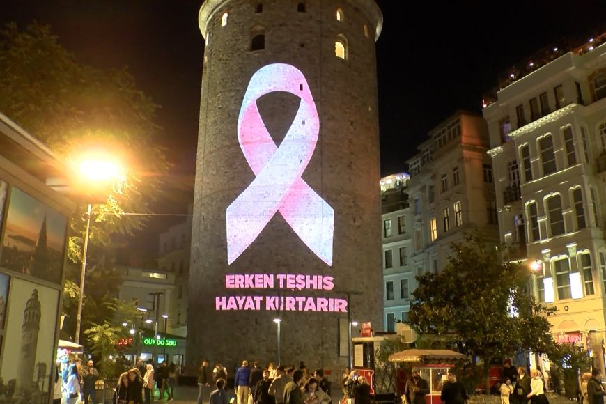 Meme kanseri farkındalık ayı; Galata Kulesi’ne pembe kurdele yansıtıldı